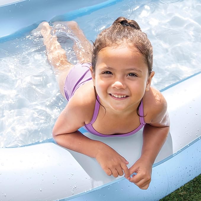 مسبح إنتكس مستطيل للأطفال مع قاعدة قابلة للنفخ ناعمة المقاس: 166 × 100 × 28 سم - الصورة 4