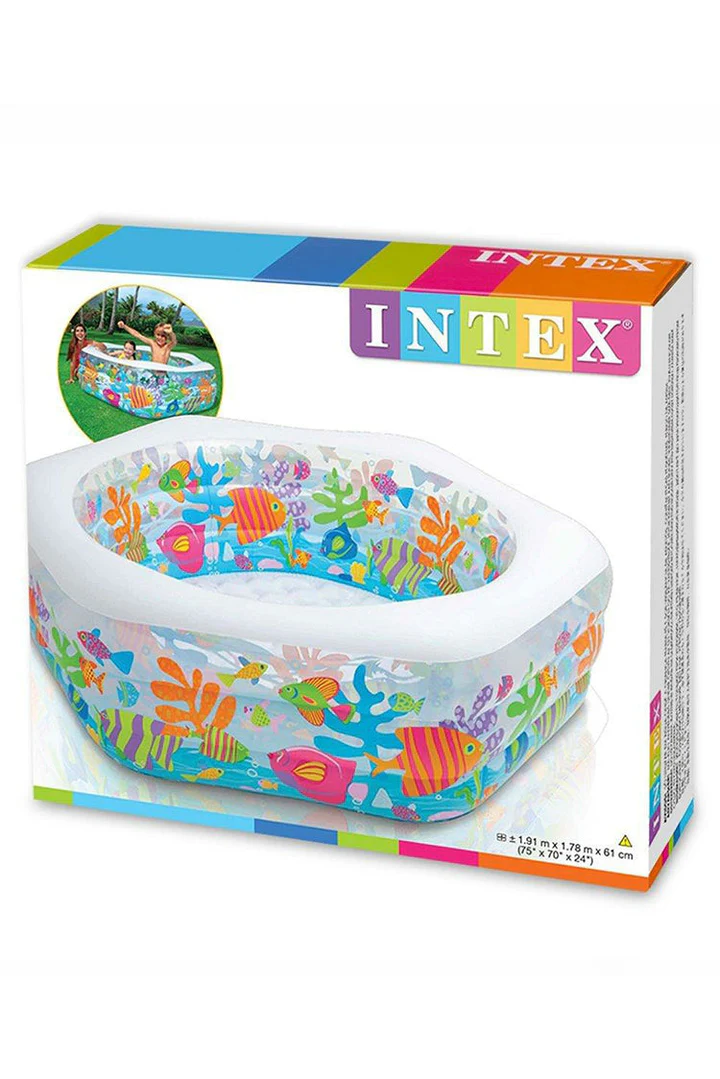 مسبح إنتكس للأطفال القابل للنفخ – "أوشن ريف المقاس: 1.91 م × 1.78 م × 61 سم - الصورة 3