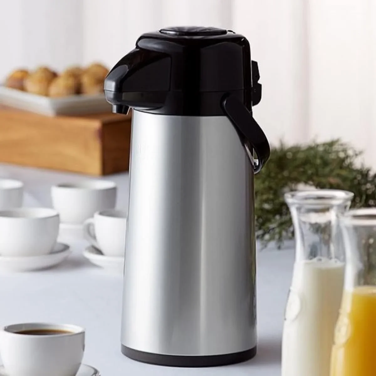 ترمس ثيرموس زجاجي سعة 2.2 لتر بغطاء مضخة وزر ضغط. - الصورة 2