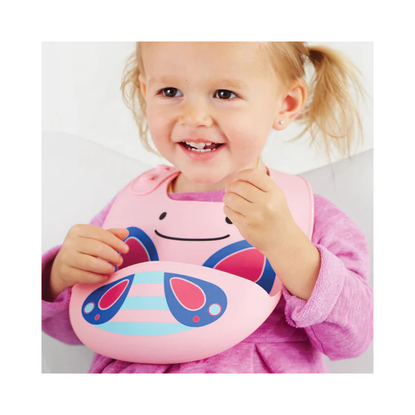 Skip Hop Zoo Fold & Go Silicone Bib - Butterfly - Image 4