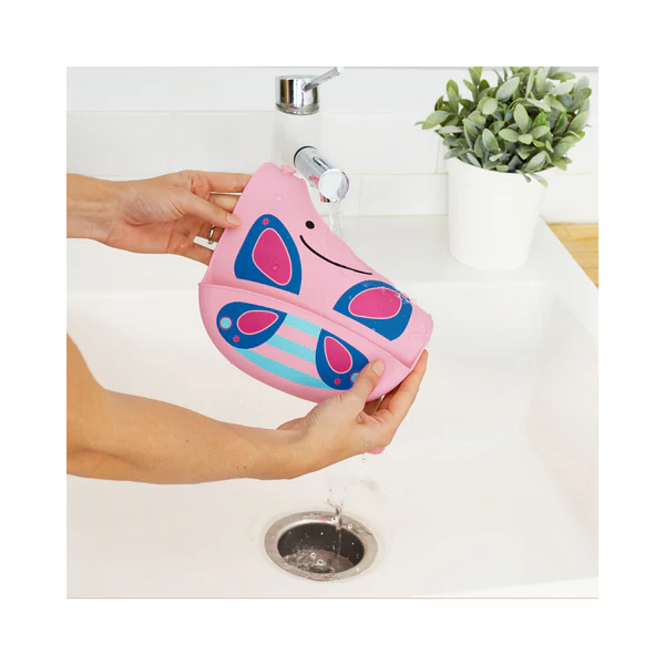 Skip Hop Zoo Fold & Go Silicone Bib - Butterfly - Image 3