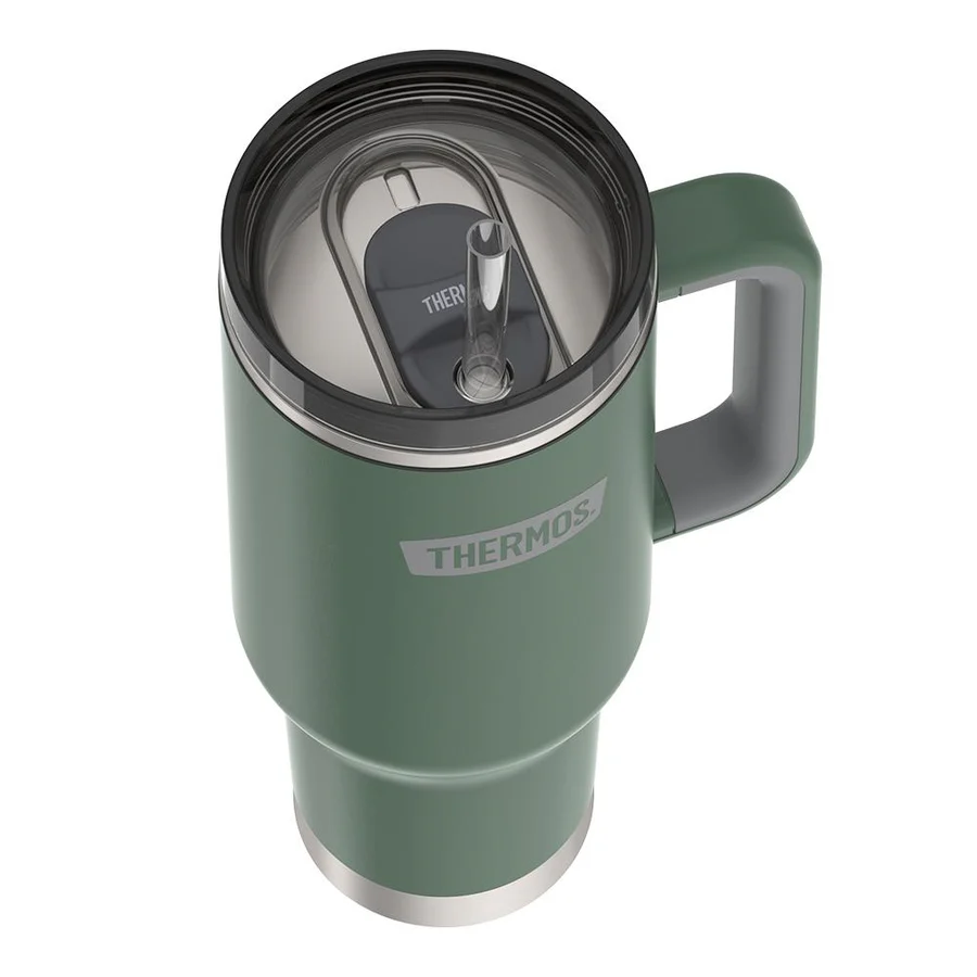 Thermos - TS1802AG(Alpine Green) Stainless Steel Vacuum Insulated Travel Mug with Dual Function Lid/Straw,1200 - Image 2