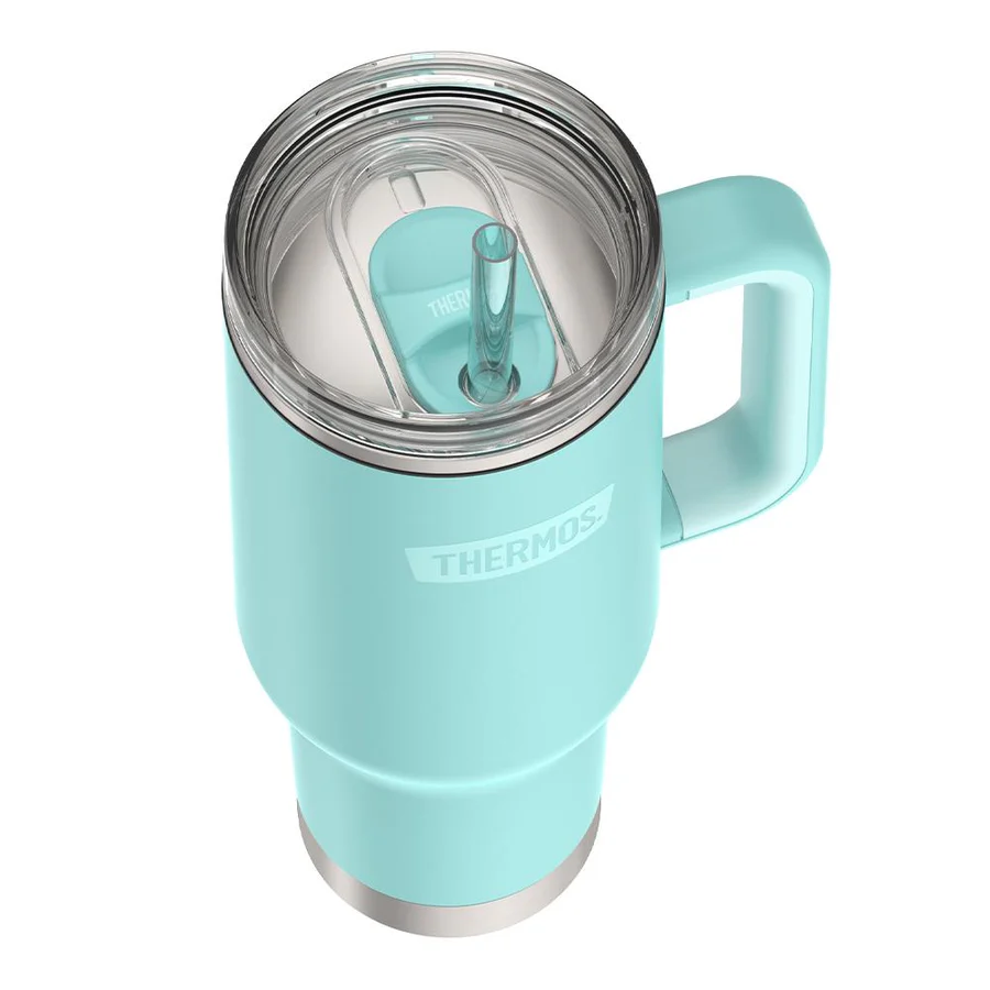 THERMOS- TS1804SG(Sea Green) Stainless Steel Vacuum Insulated Travel Mug with Dual Function Lid/Straw,1200ml - Image 3