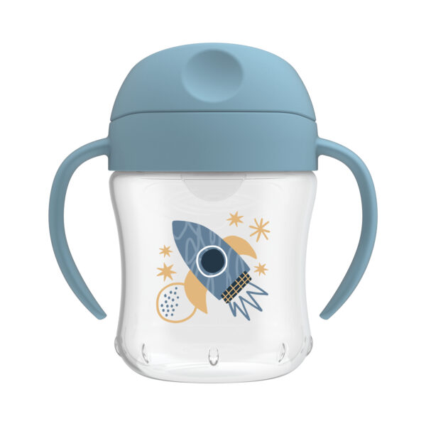DR. BROWN'S - Soft-Spout Transition Cup with Handles, Rocket Ship (6m+) 1-Pack - Image 2
